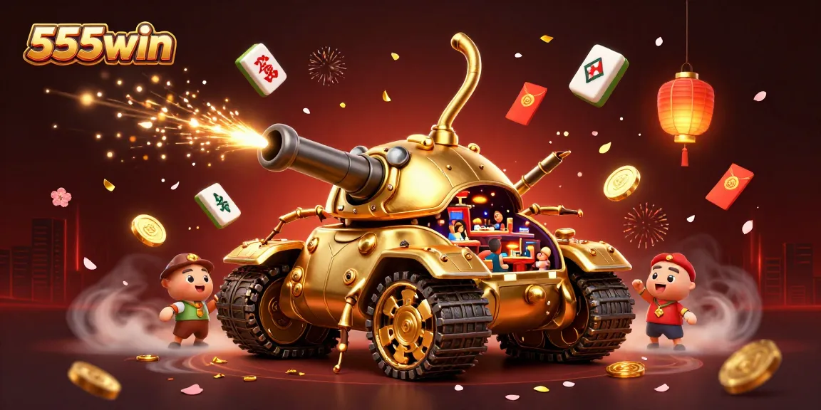 Engage with the exciting 555win gaming experience featuring a vibrant 3D casino scene.