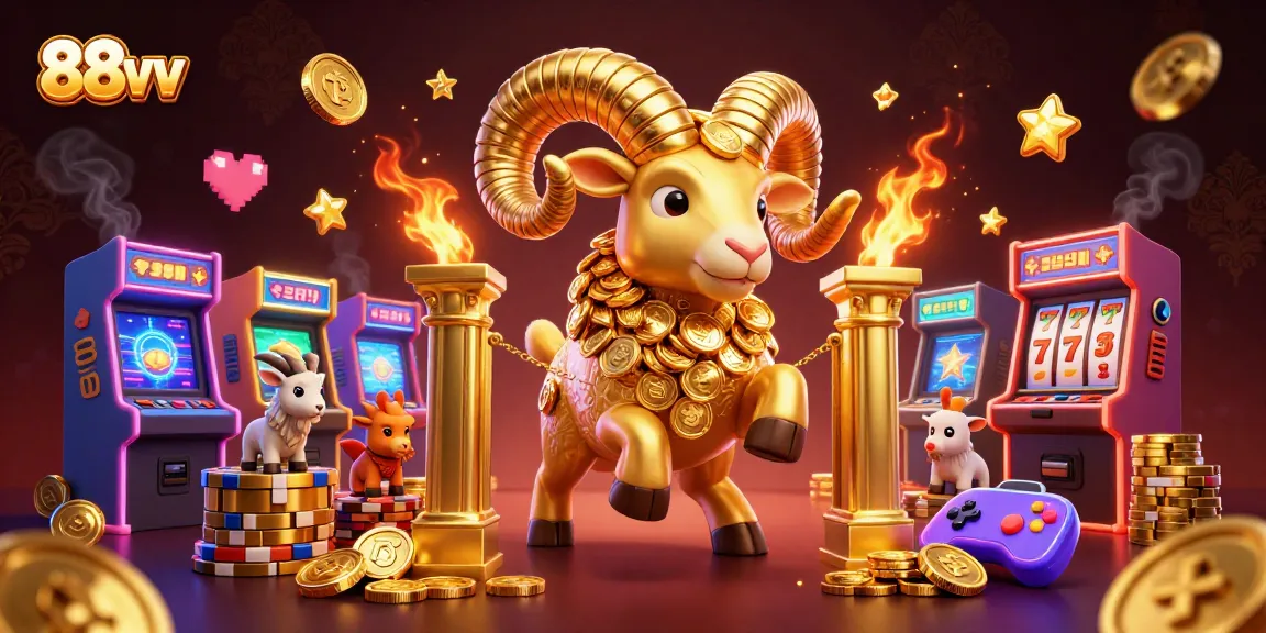 Experience dynamic slot action with the 88vv golden ram charging towards casino wins.