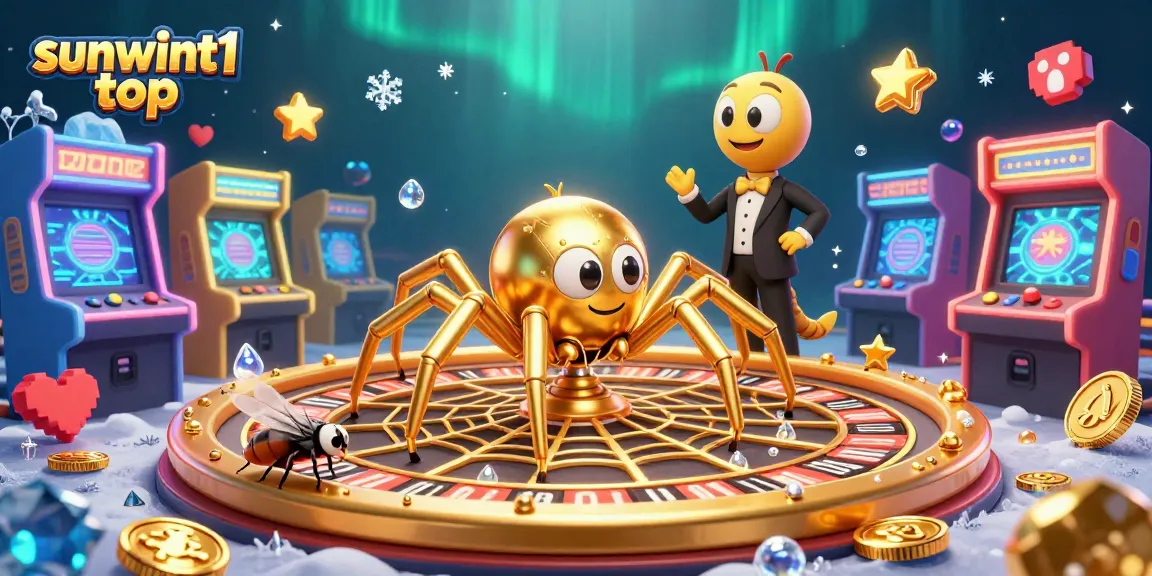 Experience thrilling bets at sunwint1 top with a vibrant casino-themed 3D illustration featuring key characters and elements.